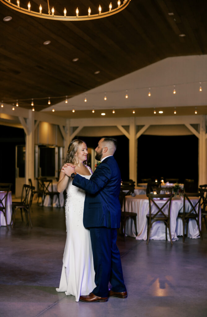 Bride and groom having a private last dance